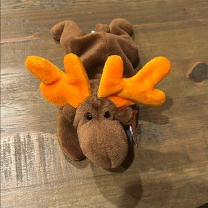 🦋Ty Brown Moose with Orange Antlers (Chocolate) has tags. 1993. Bundle me!